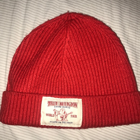 red true religion beanie